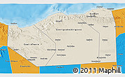 Shaded Relief 3D Map of Sanaag, political outside
