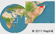 Satellite Location Map of Sanaag, within the entire country