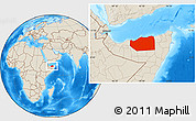 Shaded Relief Location Map of Sanaag