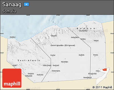 Classic Style Map of Sanaag, single color outside