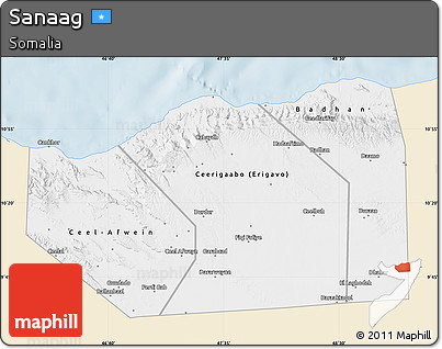Classic Style Map of Sanaag, single color outside