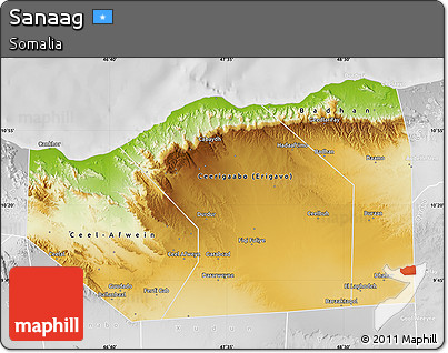 Physical Map of Sanaag, lighten, desaturated