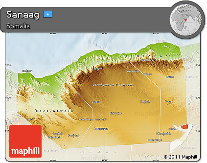 Physical Map of Sanaag, lighten