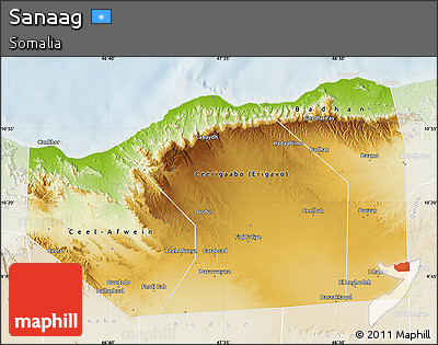 Physical Map of Sanaag, lighten