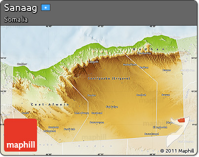 Physical Map of Sanaag, lighten