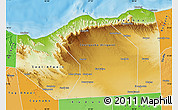 Physical Map of Sanaag, political shades outside