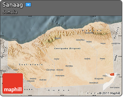 Satellite Map of Sanaag, semi-desaturated