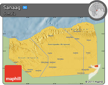 Savanna Style Map of Sanaag, single color outside