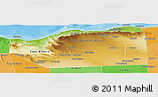 Physical Panoramic Map of Sanaag, political shades outside