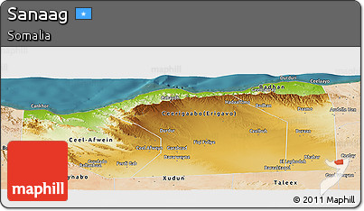 Physical Panoramic Map of Sanaag, satellite outside