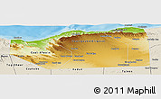 Physical Panoramic Map of Sanaag, shaded relief outside