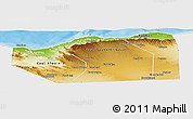 Physical Panoramic Map of Sanaag, single color outside