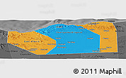 Political Panoramic Map of Sanaag, darken, desaturated