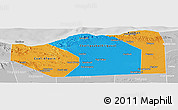 Political Panoramic Map of Sanaag, lighten, desaturated