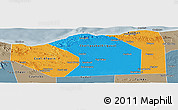 Political Panoramic Map of Sanaag, semi-desaturated