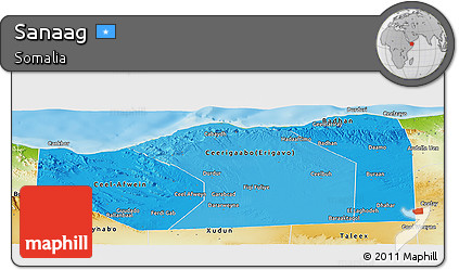 Political Shades Panoramic Map of Sanaag, physical outside
