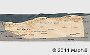 Satellite Panoramic Map of Sanaag, darken, semi-desaturated