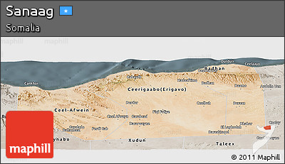 Satellite Panoramic Map of Sanaag, semi-desaturated