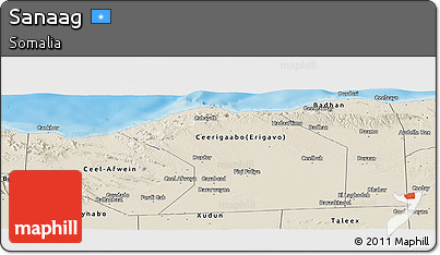 Shaded Relief Panoramic Map of Sanaag