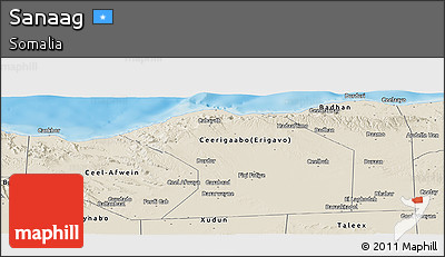 Shaded Relief Panoramic Map of Sanaag
