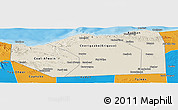 Shaded Relief Panoramic Map of Sanaag, political outside