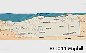 Shaded Relief Panoramic Map of Sanaag, satellite outside