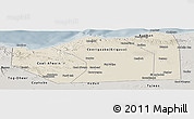 Shaded Relief Panoramic Map of Sanaag, semi-desaturated