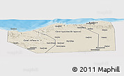 Shaded Relief Panoramic Map of Sanaag, single color outside