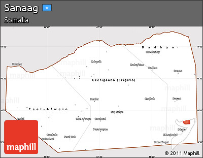 Classic Style Simple Map of Sanaag, cropped outside