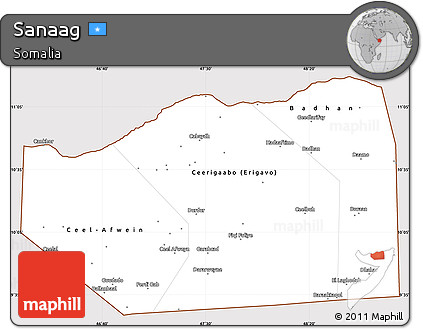 Classic Style Simple Map of Sanaag, cropped outside