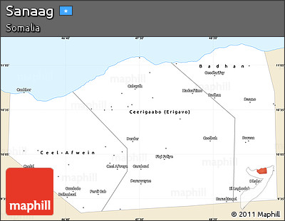 Classic Style Simple Map of Sanaag, single color outside