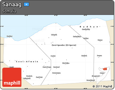 Classic Style Simple Map of Sanaag, single color outside