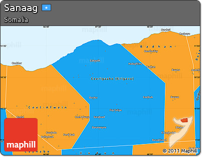 Political Simple Map of Sanaag