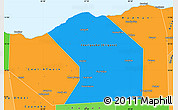 Political Simple Map of Sanaag, political shades outside