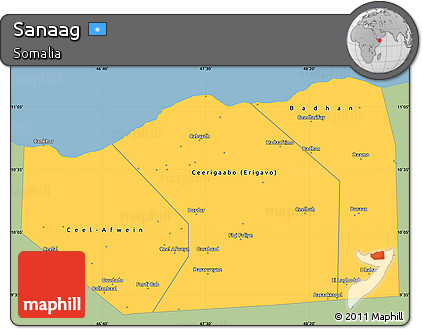 Savanna Style Simple Map of Sanaag, single color outside
