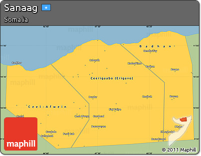 Savanna Style Simple Map of Sanaag, single color outside