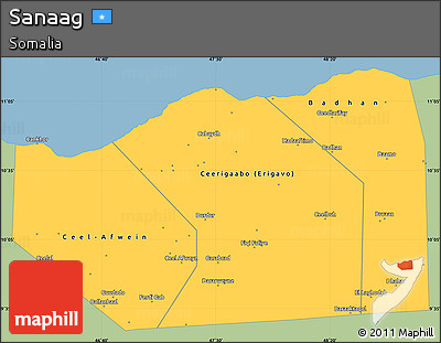 Savanna Style Simple Map of Sanaag, single color outside