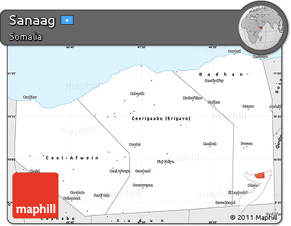 Silver Style Simple Map of Sanaag