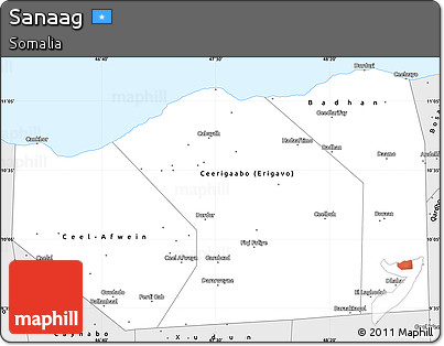 Silver Style Simple Map of Sanaag