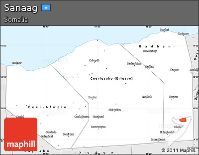 Silver Style Simple Map of Sanaag