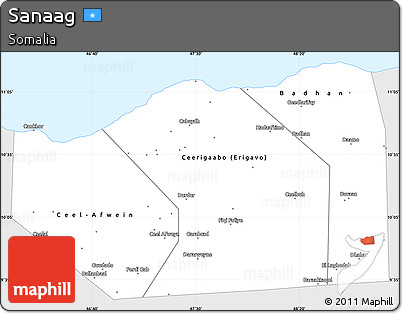 Silver Style Simple Map of Sanaag, single color outside
