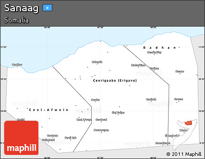 Silver Style Simple Map of Sanaag, single color outside