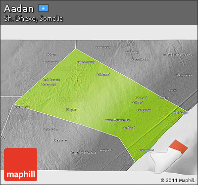 Physical 3D Map of Aadan, desaturated
