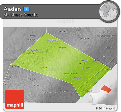 Physical 3D Map of Aadan, desaturated