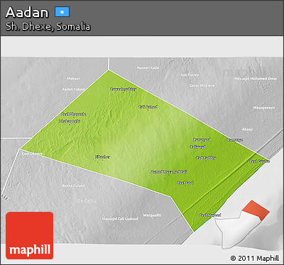 Physical 3D Map of Aadan, lighten, desaturated