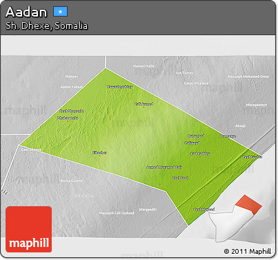 Physical 3D Map of Aadan, lighten, desaturated