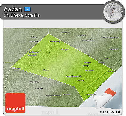 Physical 3D Map of Aadan, semi-desaturated