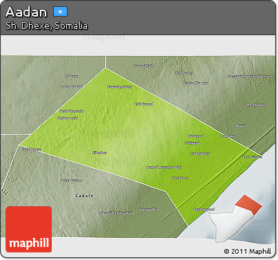 Physical 3D Map of Aadan, semi-desaturated