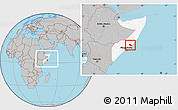 Gray Location Map of Aadan, highlighted country, within the entire country