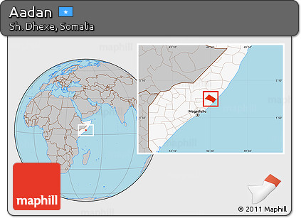 Gray Location Map of Aadan, highlighted country